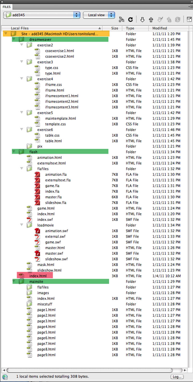 sitesetup files panel